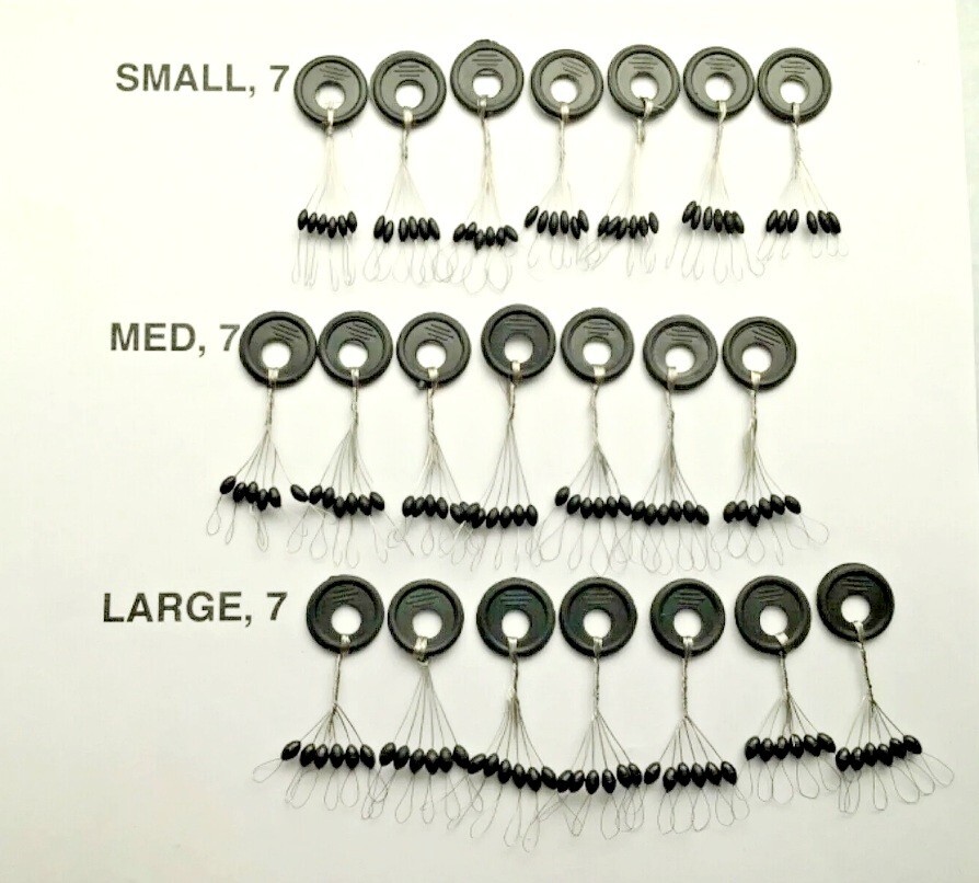 126  RUBBER BOBBER STOPS S, M,L, pack.