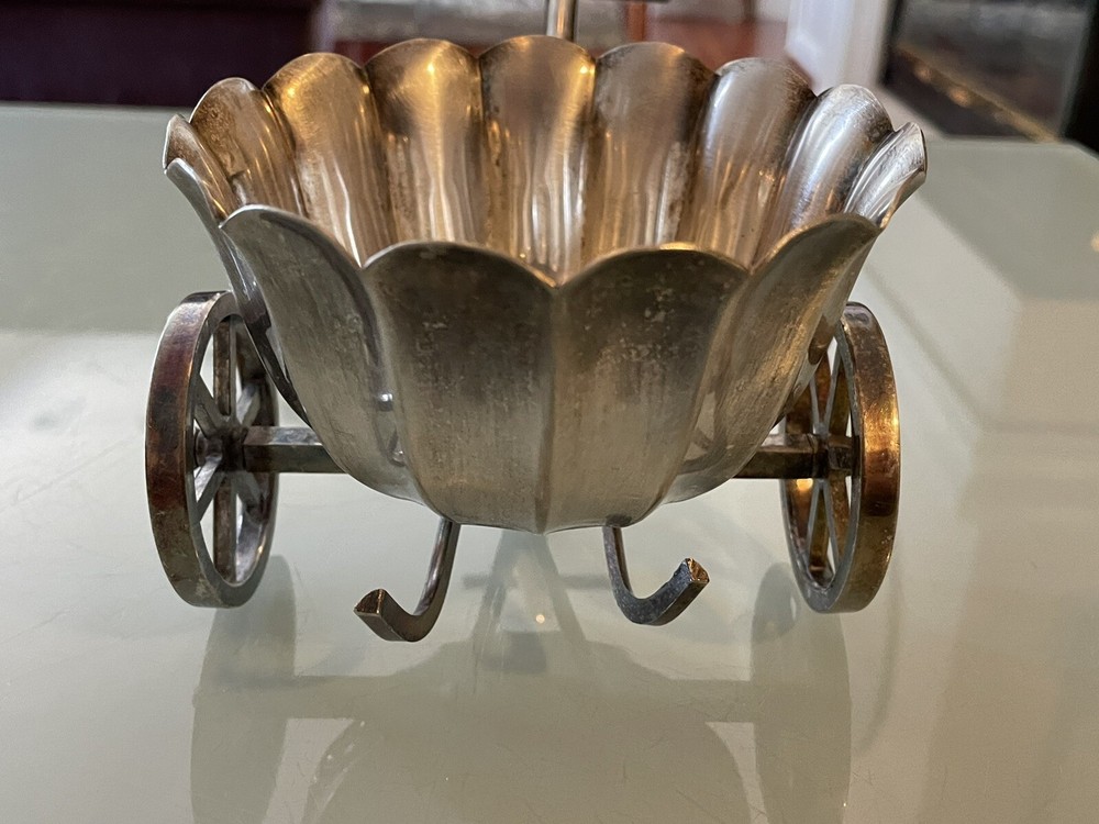 Raimond Silverplate Italy Server Push Wagon Bowl Height 3-3/4”