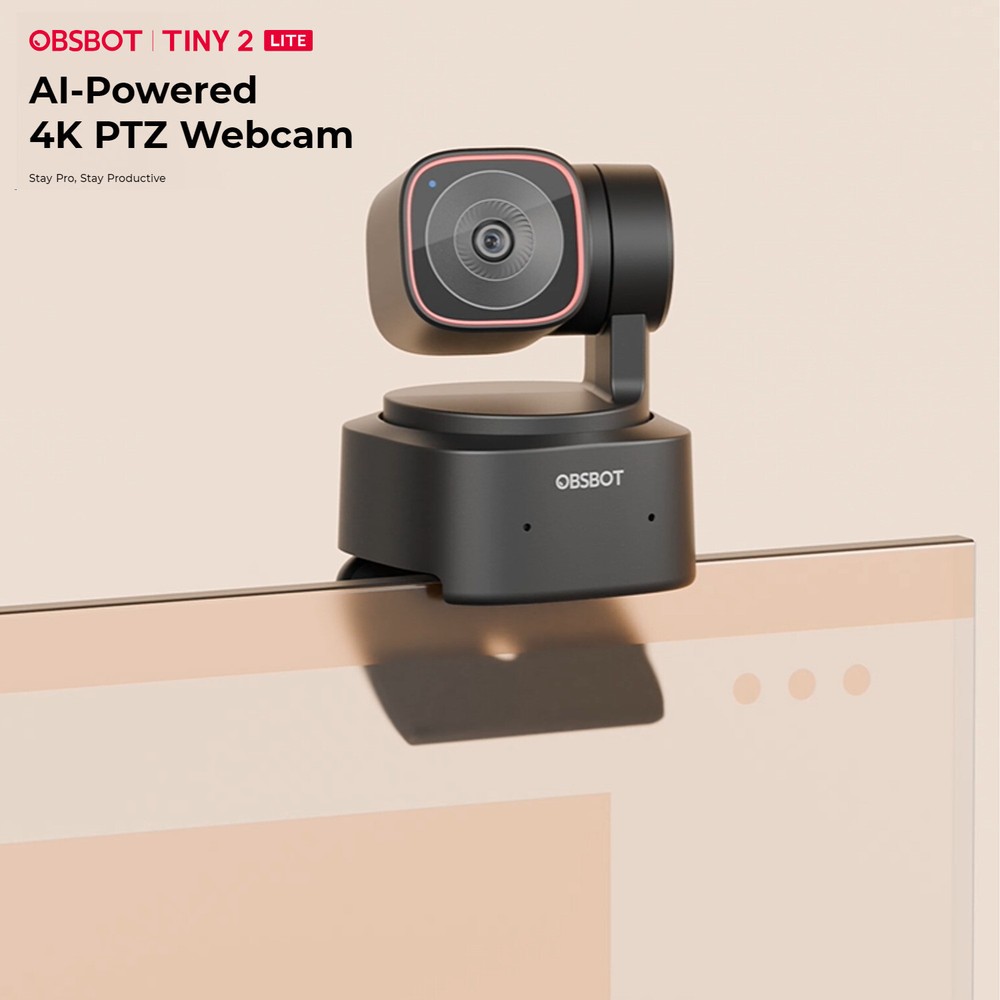 OBSBOT Tiny 2 Lite AI Powered 4K PTZ Webcam with Advanced CMOS Sensor Bundle