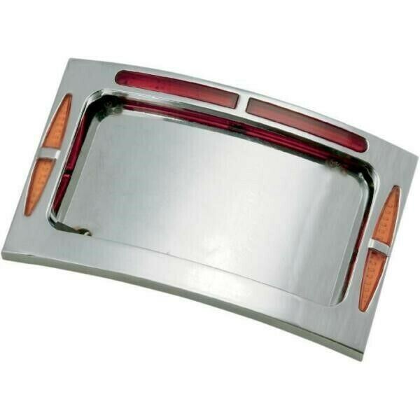 LED License Plate Frame Curved With Brake & Turn Signals Bagger Werx Chrome USA