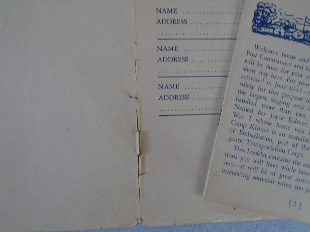 WWII Camp Kilmer Guide book
