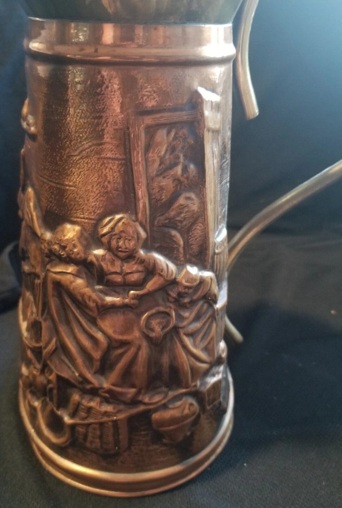 Metal Pitcher from Germany Raised artwork Tavern Scene