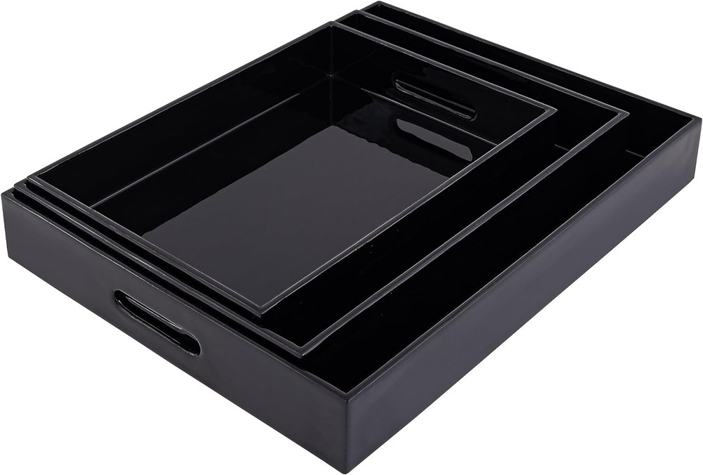 Wood Tray 3 set black
