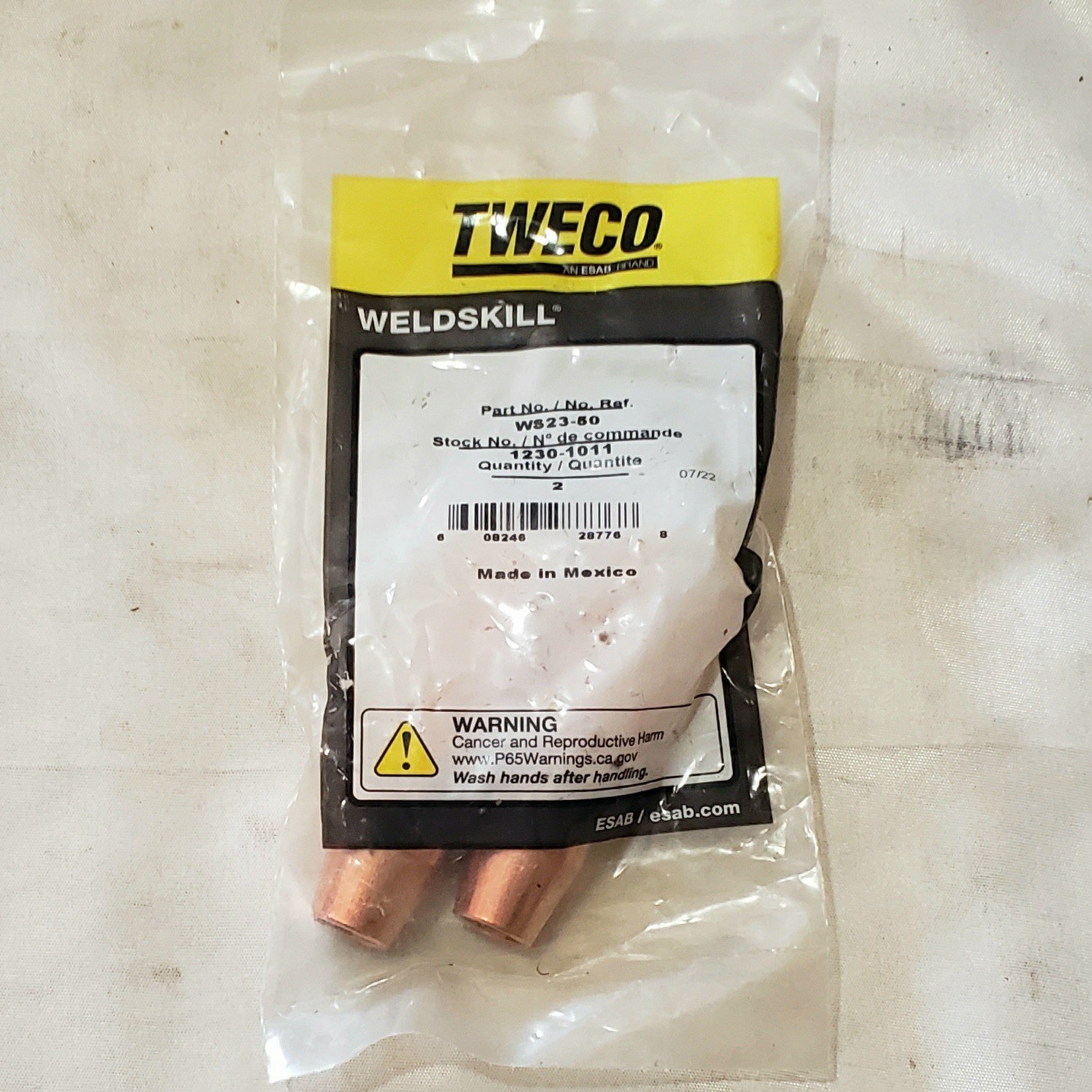 Tweco WS23-50 1/2" Thread-On Weldskill MIG Welding Gas Nozzles 2 Pk (1230-1011)