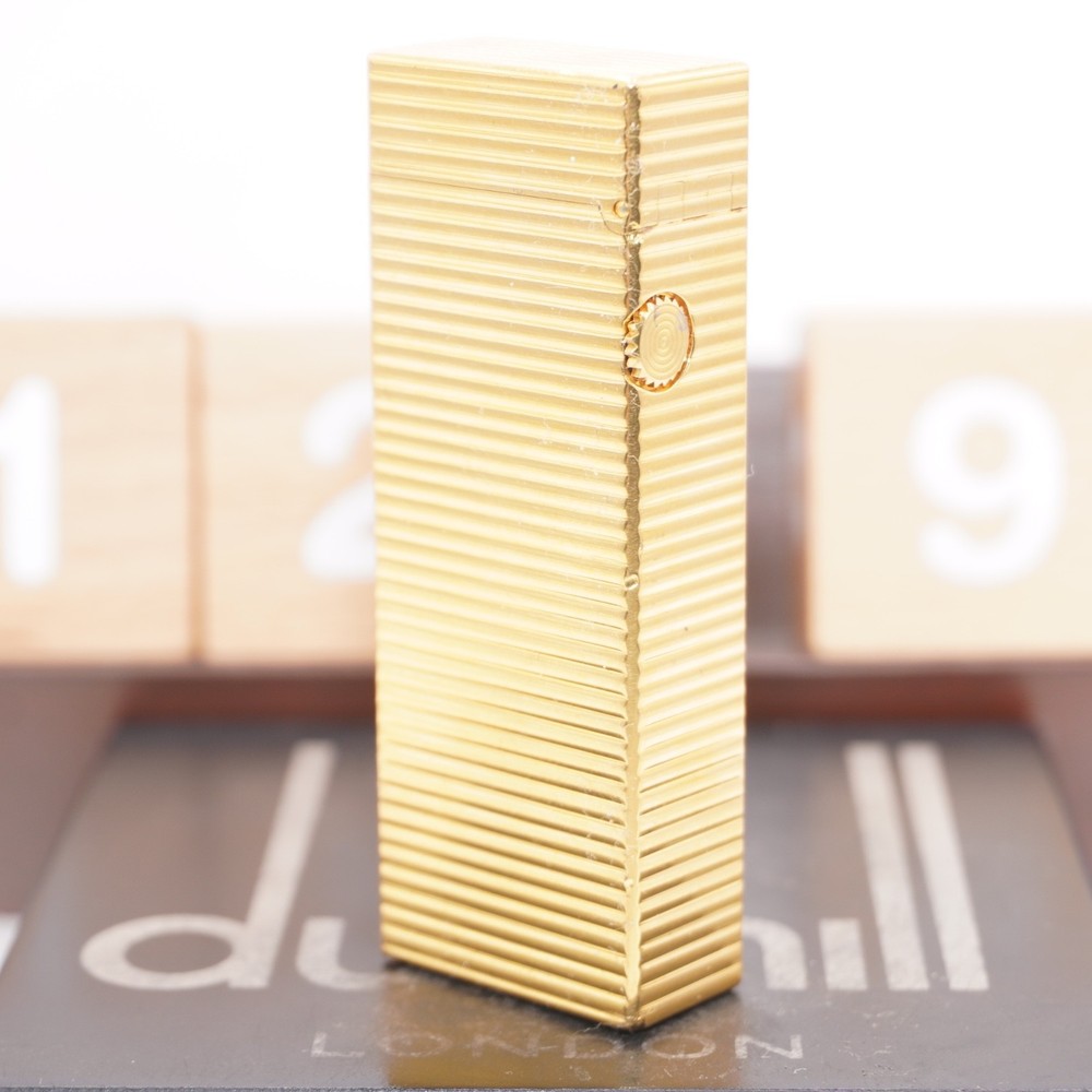 Dunhill Lighter Gold Horizontal stripe_Ultrasonically Cleaned_Working