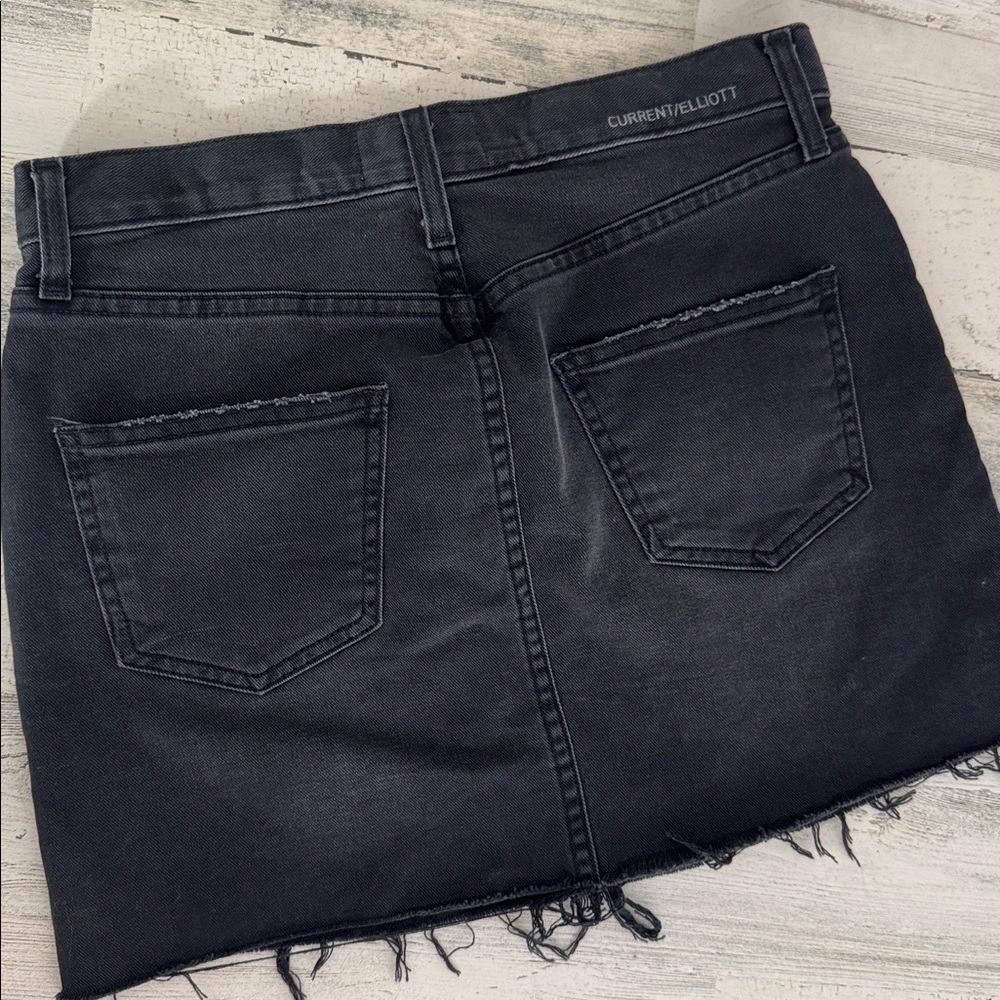 Current/Elliott Black Button fly Denim Jean Skirt Raw Hem - Size 27