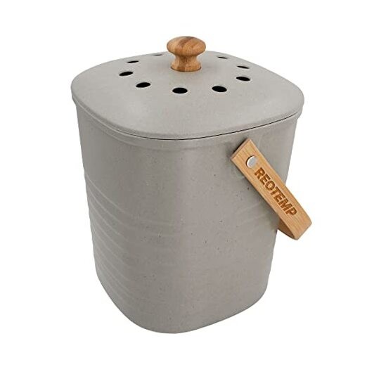 Bamboo Fiber Kitchen Compost Bin (Grey) Gray