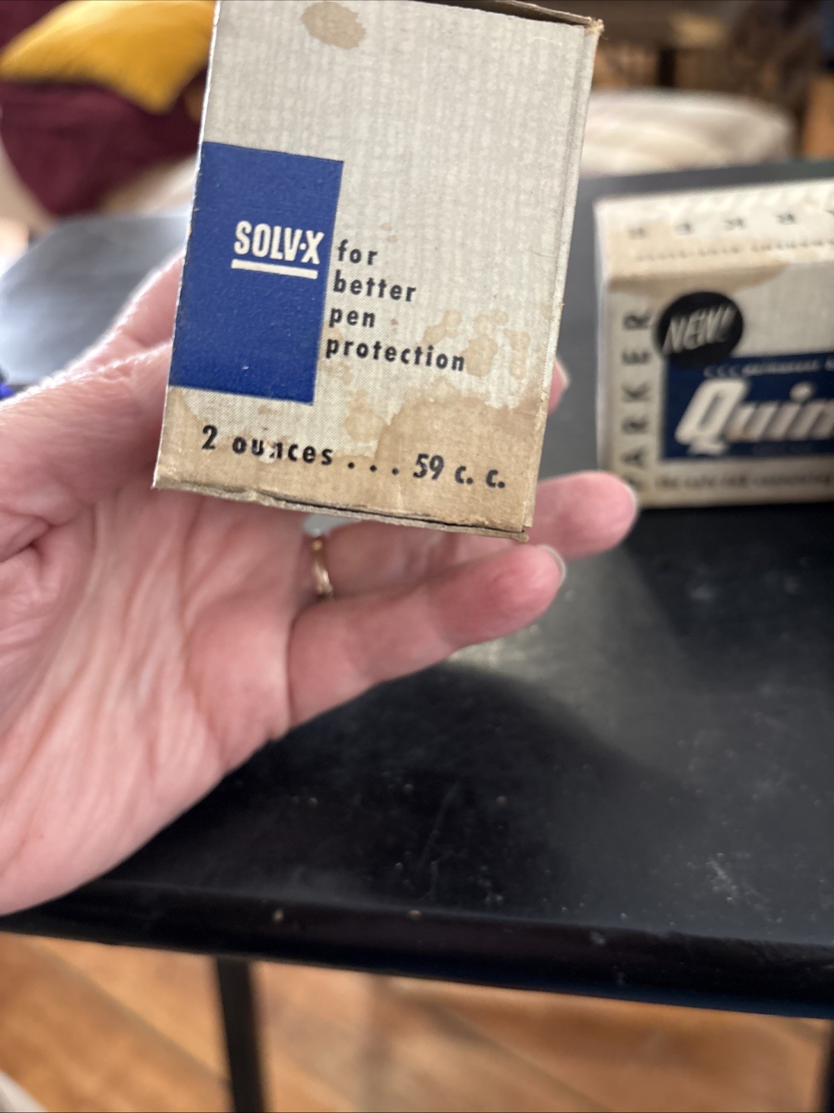 2 Parker Quink Vintage Blue Black & Royal Blue Fountain Pen Ink NOS Full New 50s