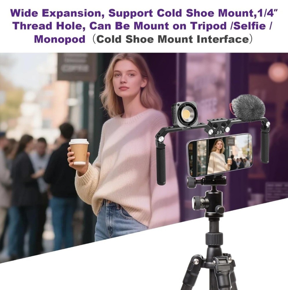 Foldable Phone Cage Stabilizer Magnetic Smartphone Rig & Handle - iPhone Android