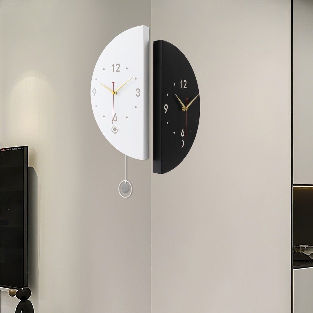 Modern Wall Clock Decoration, Double-sided Corner Wall Clock, Battery Powered