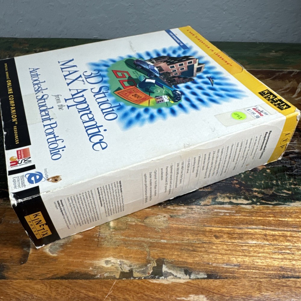 3D Studio Max Apprentice W/ User Guide Vintage 90s Programing Software 1995