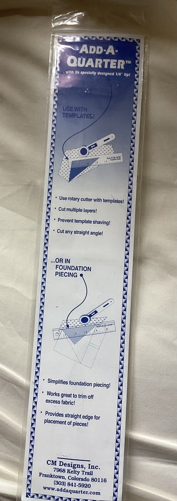 Add-A-Quarter™ - 12" Ruler - 1/4" Lip - Simplifies Foundation & Template Piecing