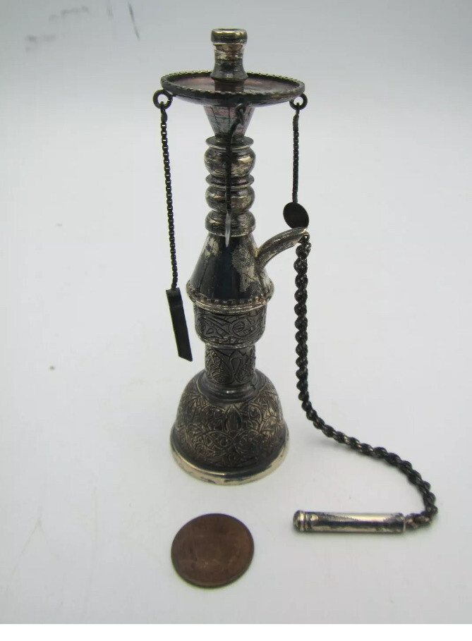 HOOKAH Pipe Fine Vintage Solid Silver .900 - Cairo Egypt Egyptian - Sterling 925