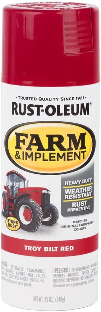 303473 Farm & Implement Spray Paint, 12 oz, Gloss Troy Bilt Red, (Pack of 1)