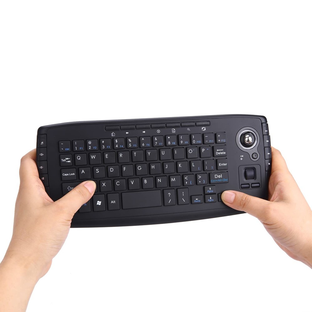 Multimedia 2.4Ghz Wireless Mini Keyboard with Trackball Scroll Wheel for PCMa...