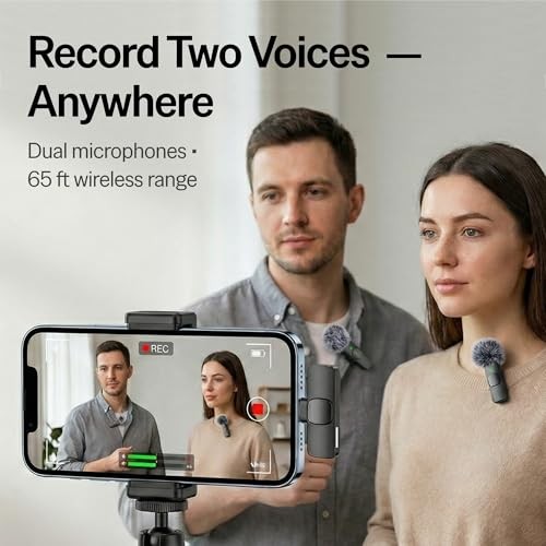 (Latest Model - Wireless Microphone for Charging Case + All iPhones & Androids