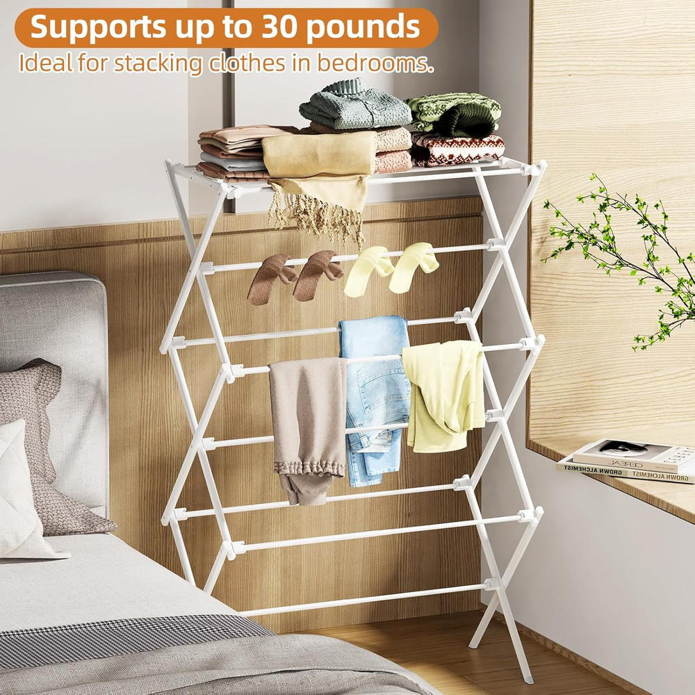 Drying Rack Clothing, 3-Tier Clothes Drying Rack Foldable, Antirust Laundry Dryi