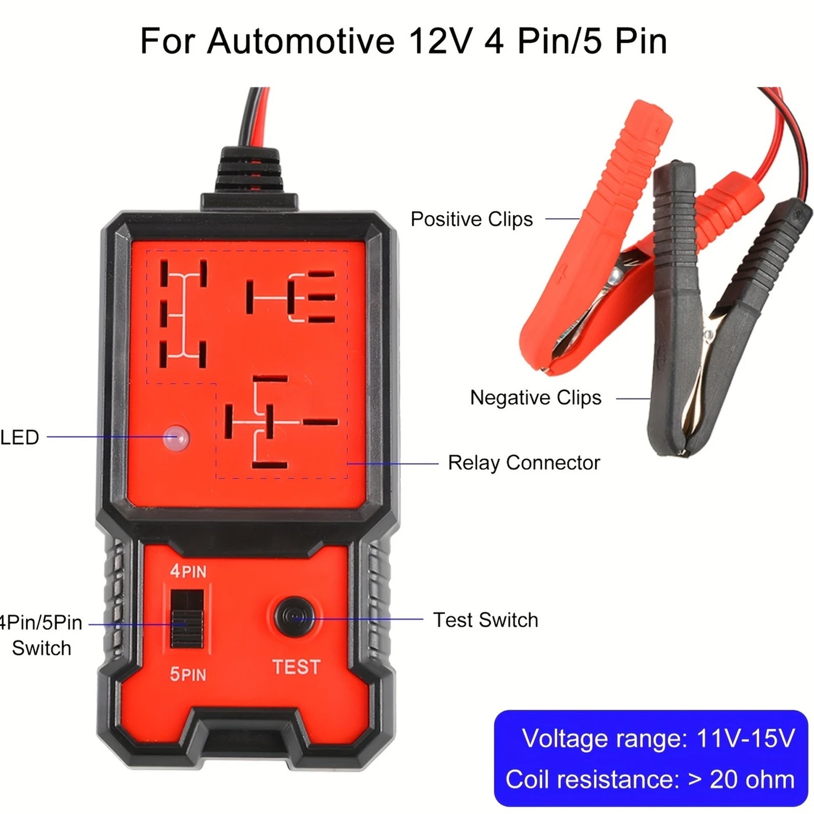 New Automotive Electronic Relay Car Relay Tester -4/5Pin 12V Car Diagnostic Tool