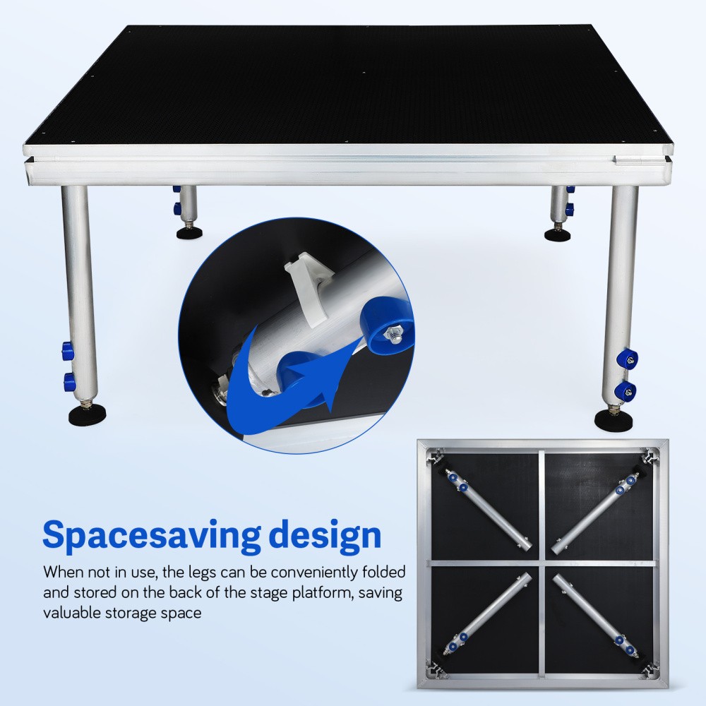 TOYANDONA Portable Stage with Height Adjustable Riser 24" -40" Platform Modular