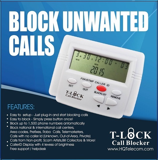 T-Lock Call Blocker + 1-year Virtual BLACKLIST Subscription