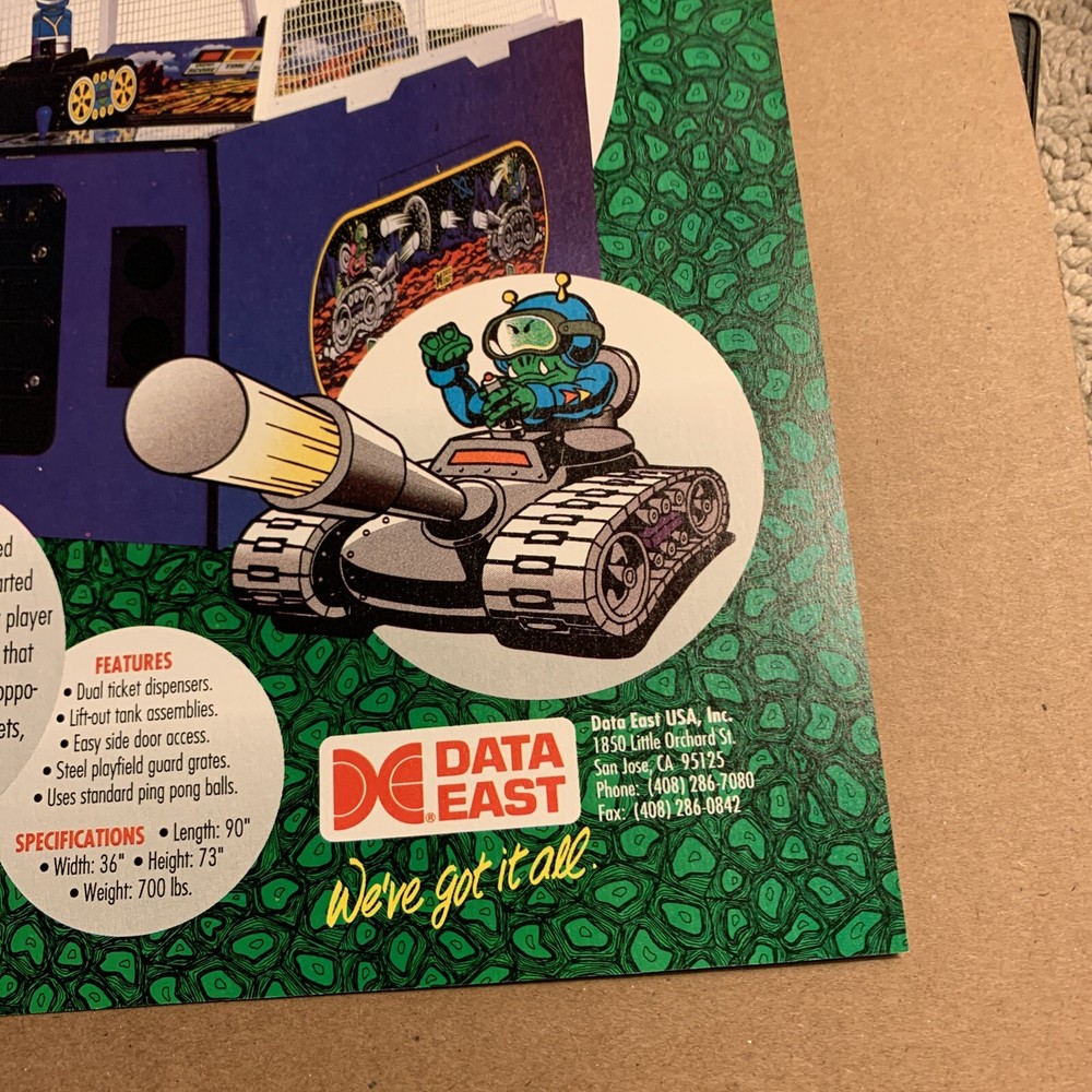 Original 1993 11- 8” Lizard Command Data East arcade game AD FLYER
