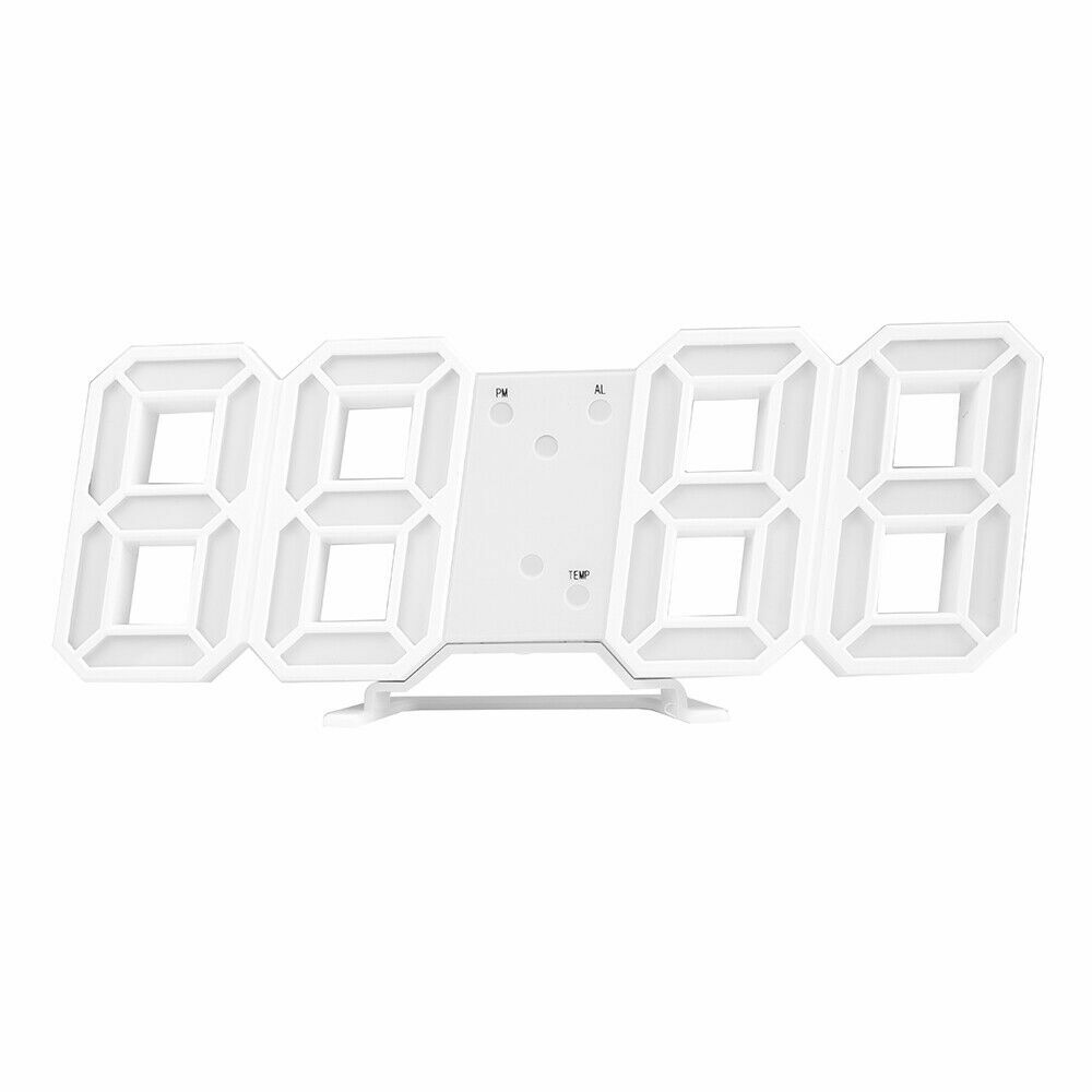 Digital 3D LED Wall Desk Alarm Clock 9.7" Brightness Adjustable Gift Present