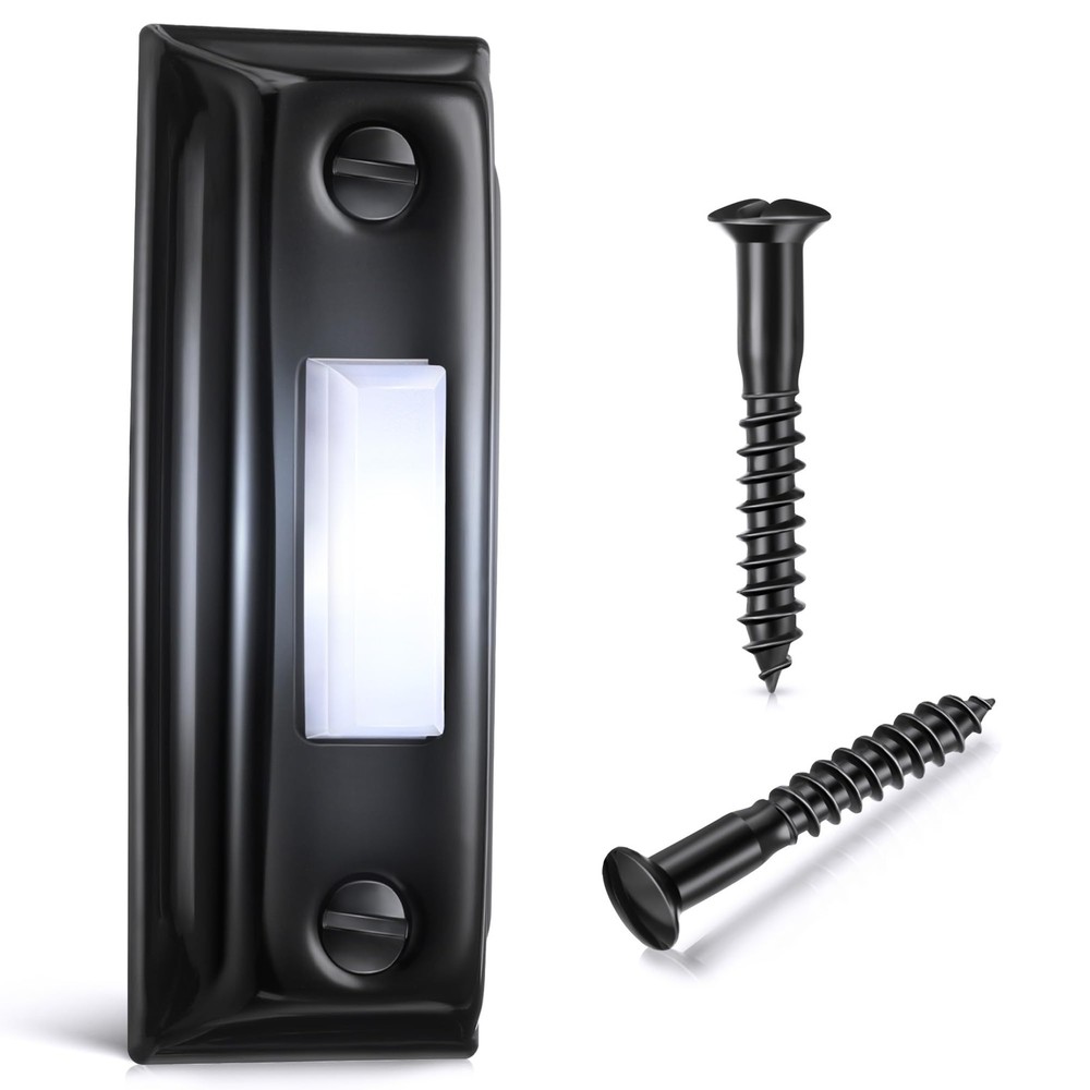 Garage Opener Doorbell Switch, Metal Push Button, Wired, Black