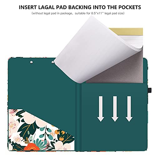 Clipboard Folio with Refillable Lined Notepad and Interior Classic Flower