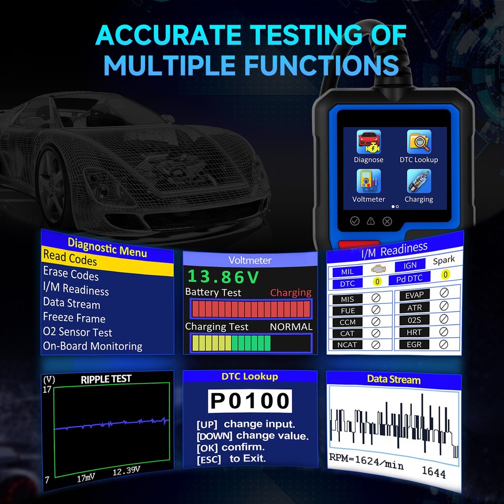 AT300 Classic Enhanced Universal OBD II Scanner Car Engine Fault Code Read US