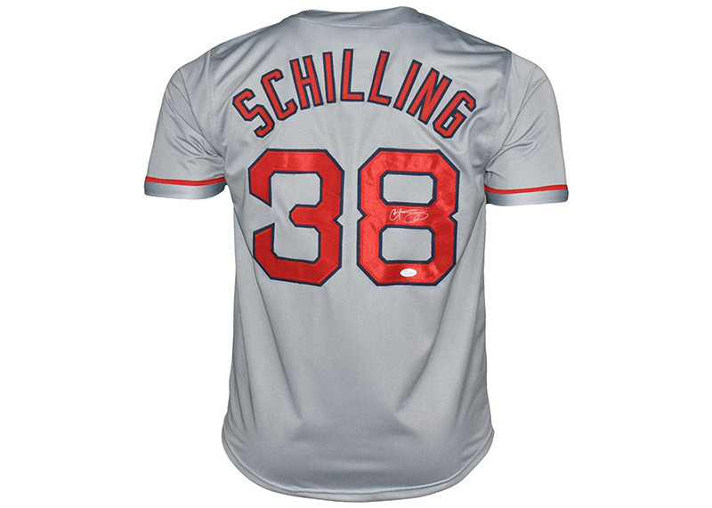 Curt Schilling Signed Boston Grey Baseball Jersey (JSA)