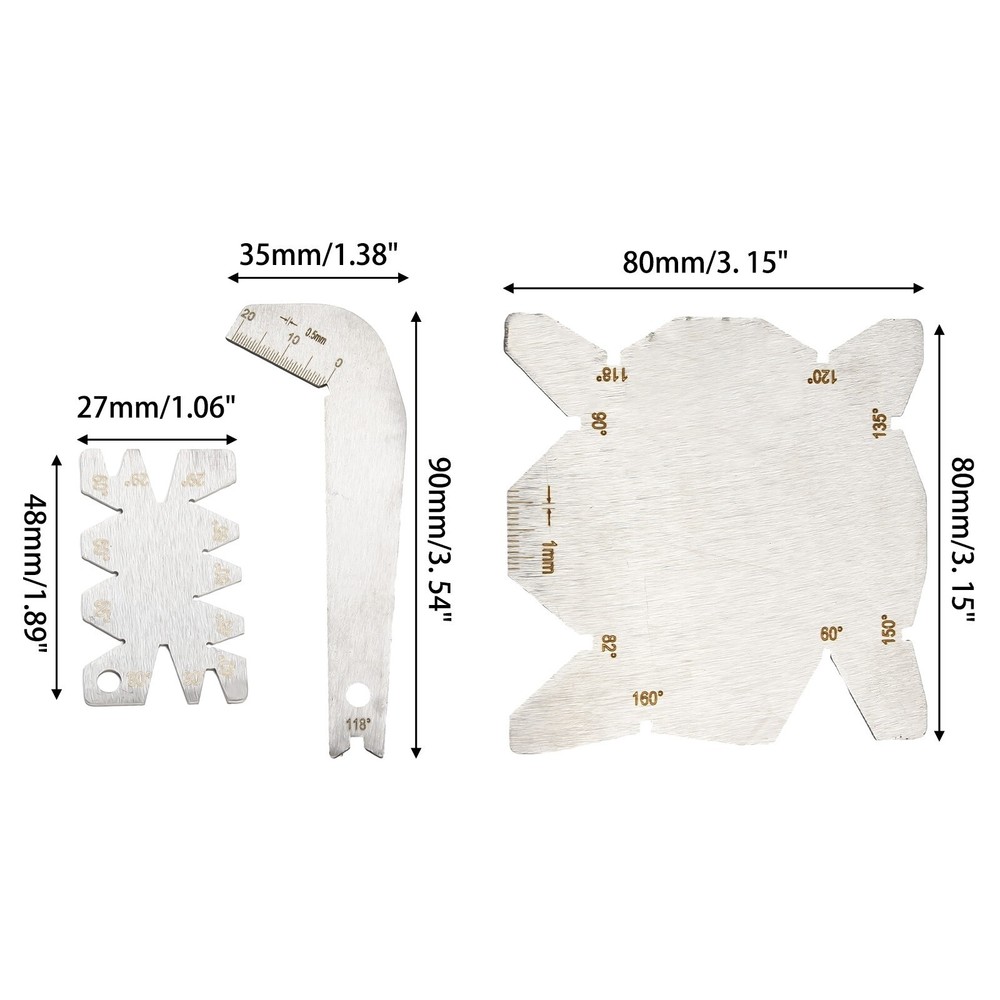 Drill Bit Angle Gauge Sharpening Set with 3Pcs SS Inspection Measurement Tools