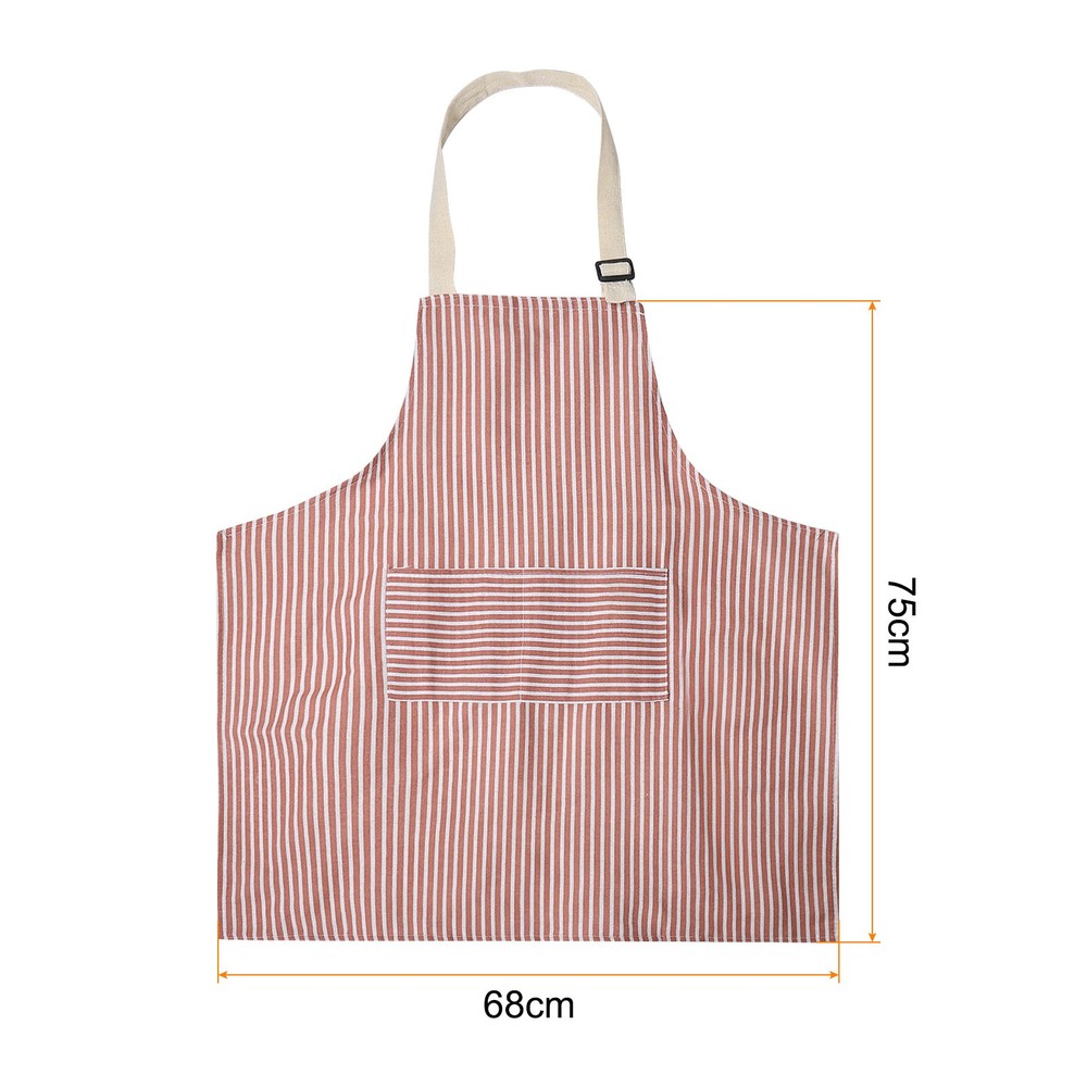 2Pack Kitchen Cooking Aprons Adjustable Chef Apron 2 Pockets Red/Green Stripes