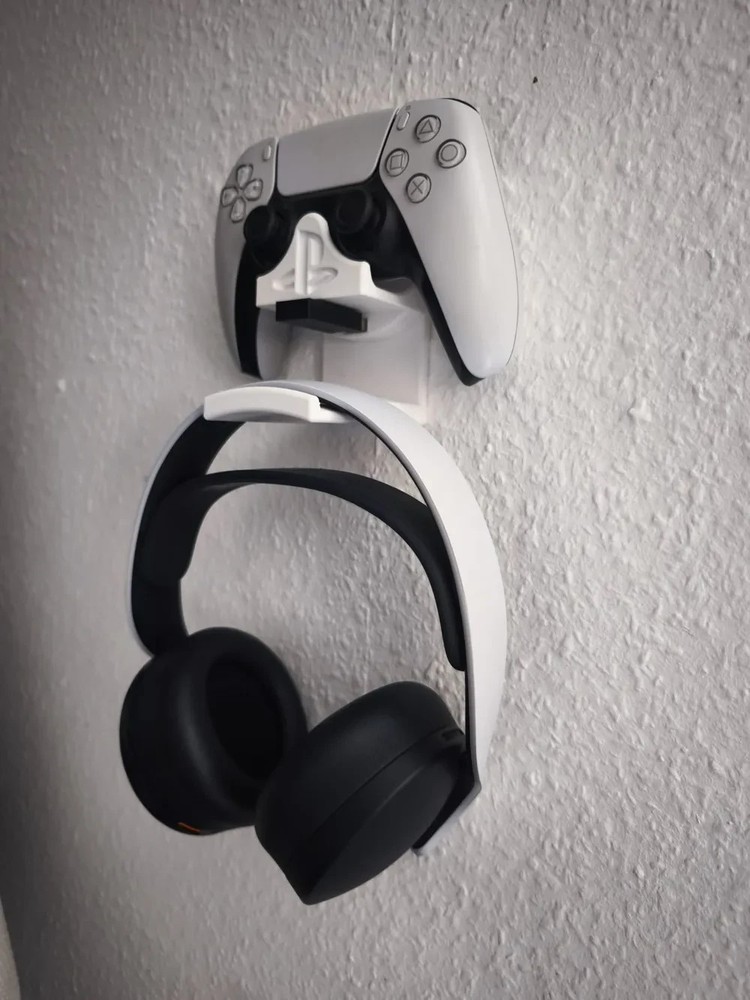 Wall mount for PS5 Controller & Pulse 3D Headset – with USB dongle holder -Black