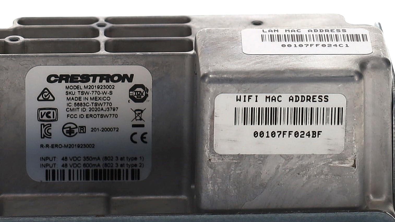 CRESTRON M201923002 TSW-770-W-S 7" WALL-MOUNT CONTROL TOUCH PANEL