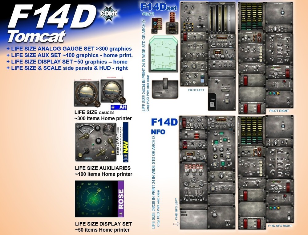 F14D TOMCAT COCKPIT instrument panel CDkit