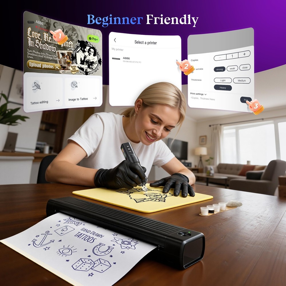 Itari A886 Tattoo Stencil Printer Kit for Beginners, Black