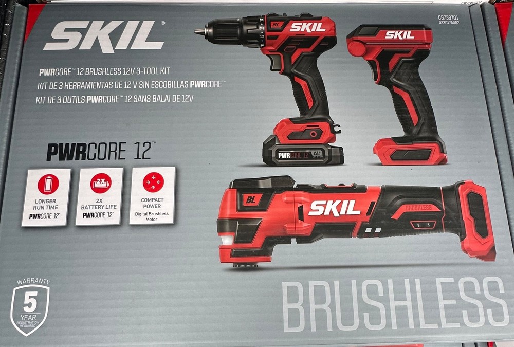 SKIL PWRCORE 12 BRUSHLESS 12V 3-TOOL KIT