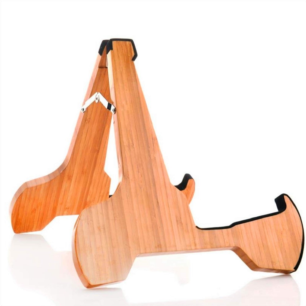 Guitar Stand Real Bamboo A-Frame Folding Thickened Universal, With Soft Leather