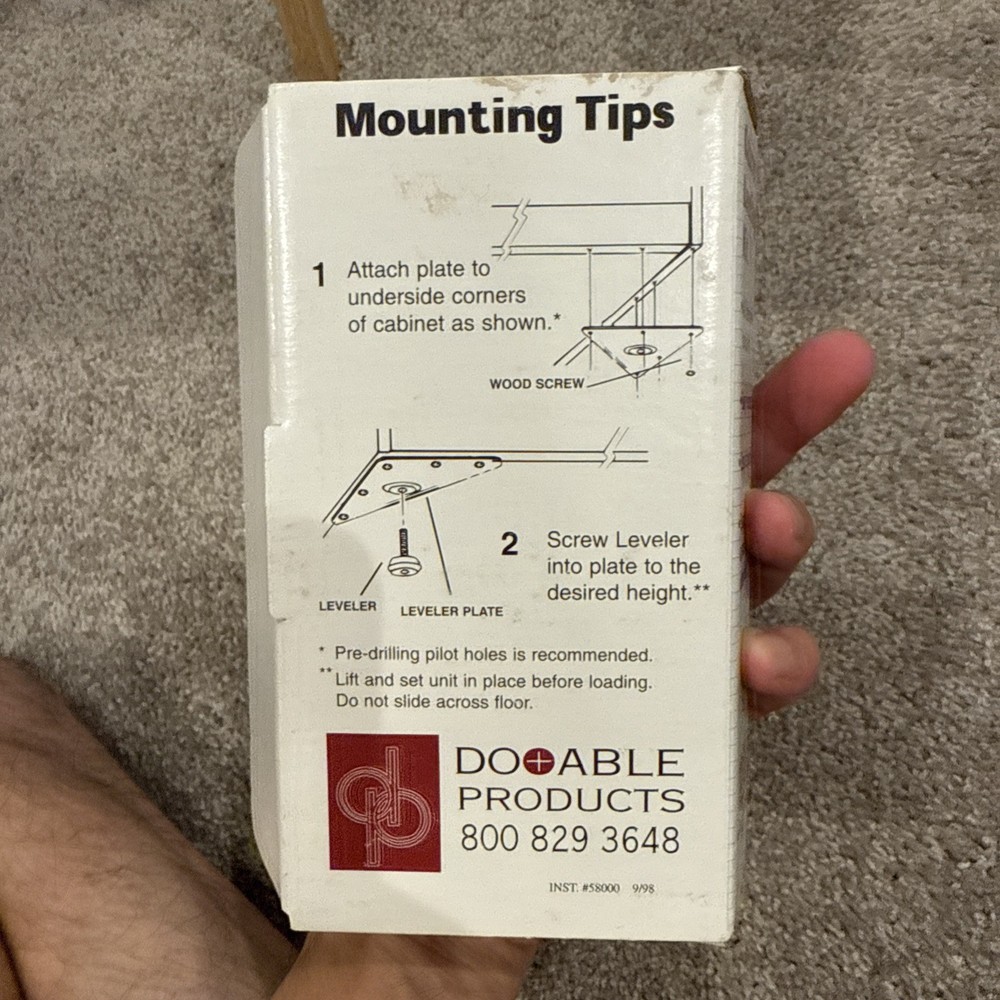 Cabinet Leveling Kit For Large Cabinets Includes 4 Triangular Plates Adjusts 2”