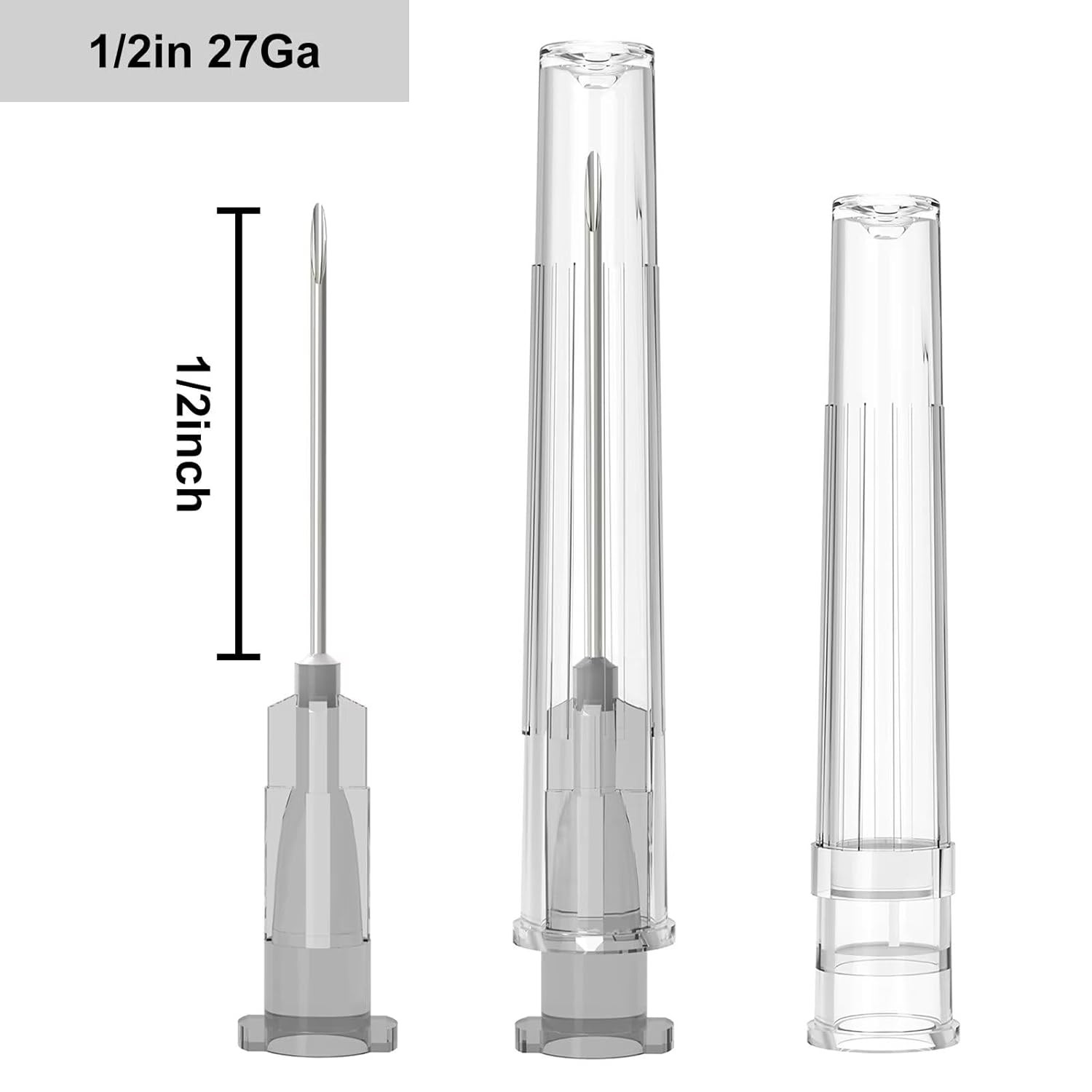 27 Gauge 0.5 Inch Needle, Individually Wrapped, 100 PCS Luer Lock 27Ga/0.5in