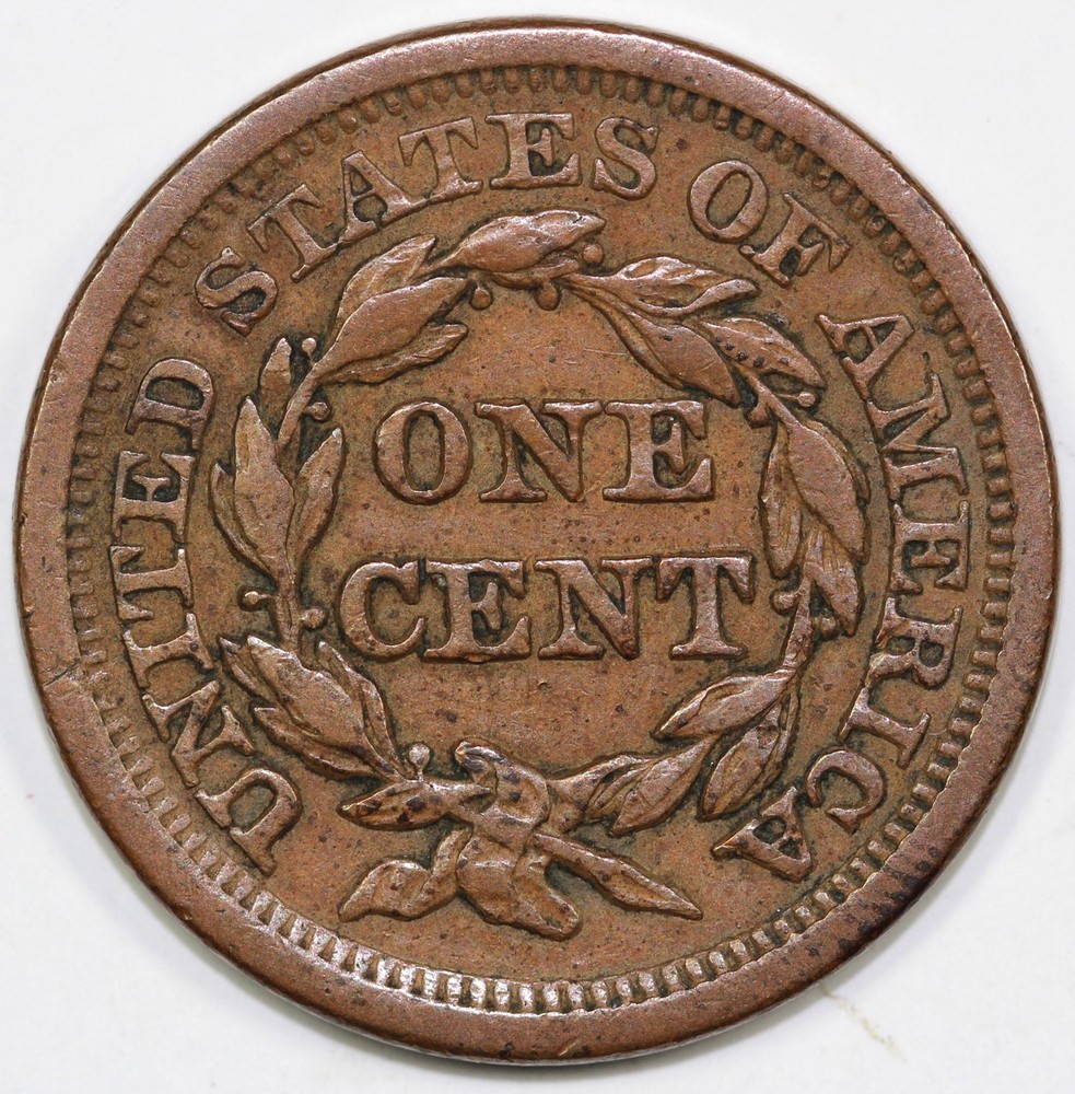 1857 1c Small Date Braided Hair Large Cent