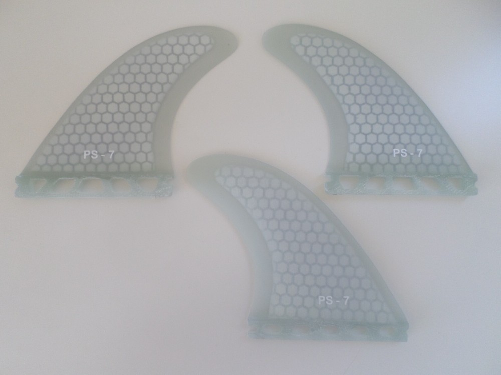 PERFORMANCE CORE surfboard THRUSTER FINS clear (set x 3) hexcore fibreglass