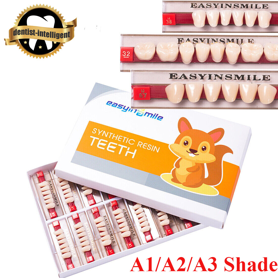 84/96pc Acrylic Resin Teeth Denture Dental Teeth Anterior Posterior A1/A2/A3 U/L