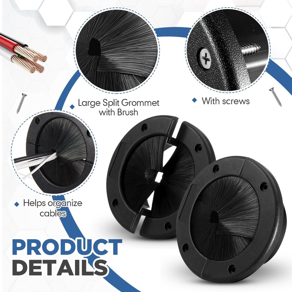 Threlaco 4 Pack 4" Round Brush Grommet Large Split Raised Floor...