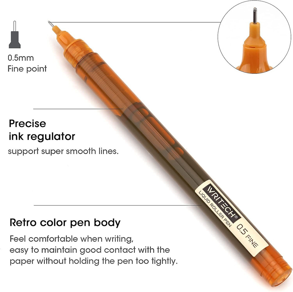 Rolling Ball Quick Dry 0.5 mm Extra Fine Point 10 Pcs Liquid Rollerba...