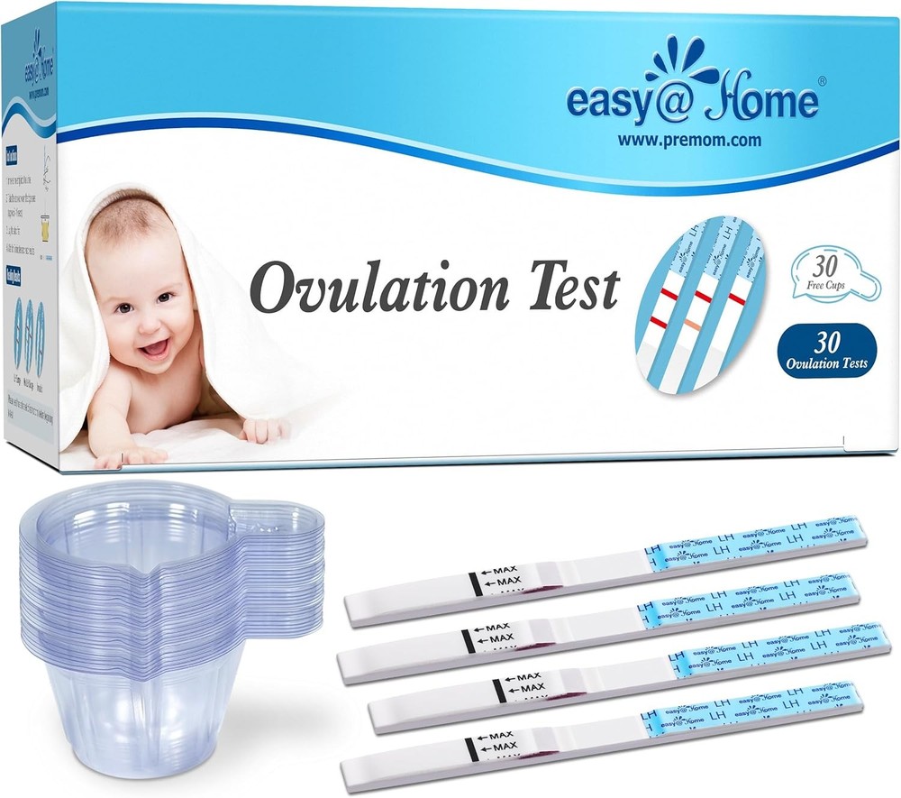 Ovulation Test Kit: 30 LH Strips + 30 Cups, Accurate, Premom App Powered