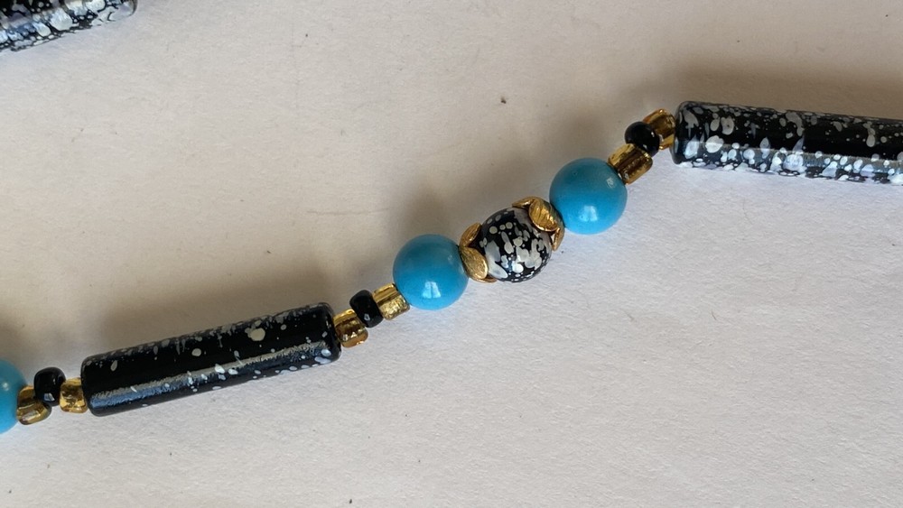 3 FLAPPER LENGTH ACRYLIC BEAD NECKLACES AMBER BLUE MULTI