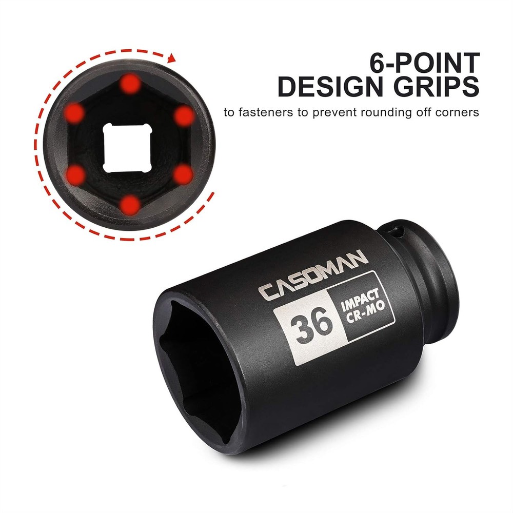 1/2" Drive 36mm Deep Impact Axle Nut Socket