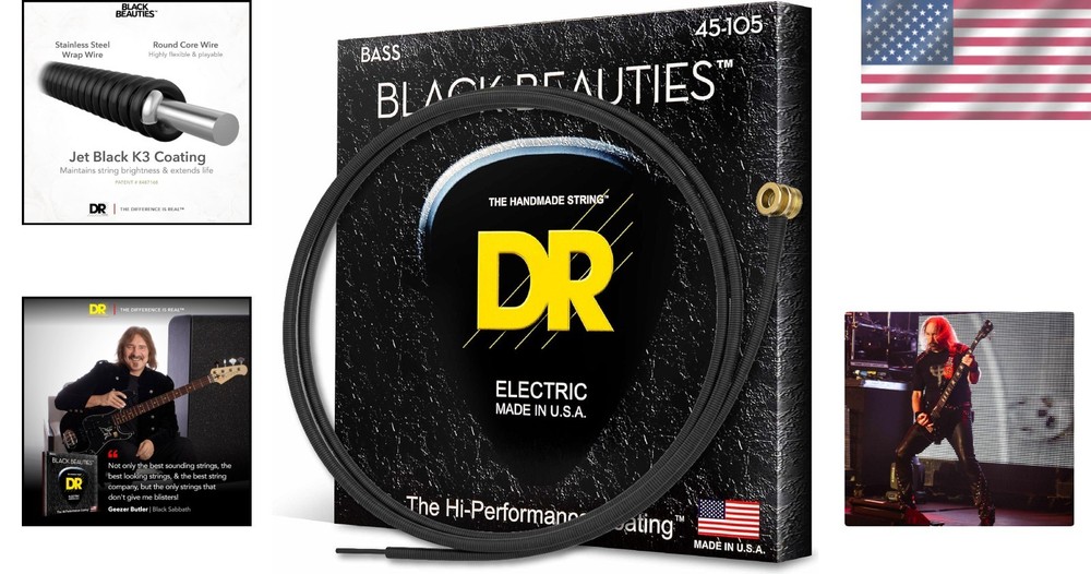 Extra-Life Black Coated Bass Strings Set