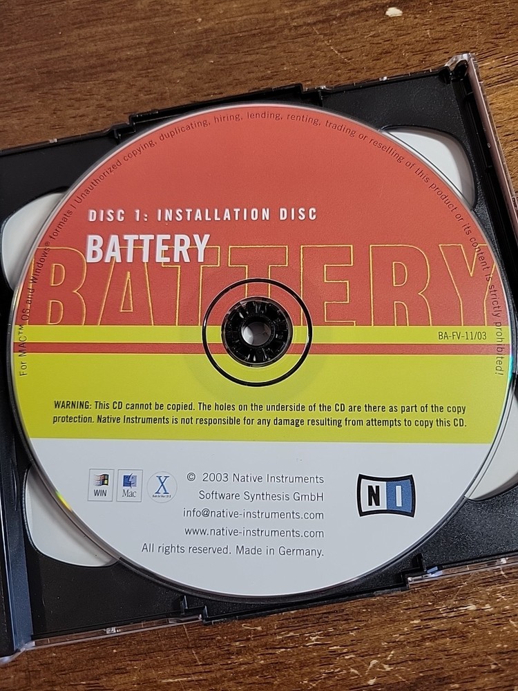 Vintage 2003 Native Instruments Battery 2 Virtual Drum Sampler Software 2 CD Set